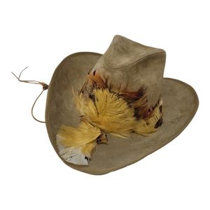 The Billy Kidd Stetson By Stetson  Size 6 3/4 Suede Feathers All Around The Hat